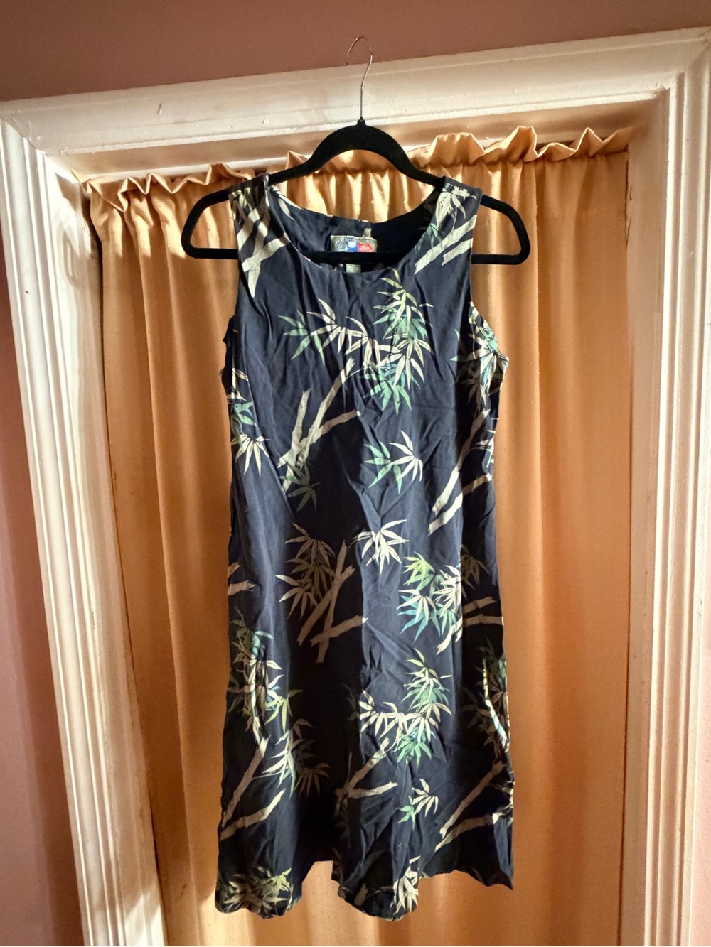 Hilo Hattie Navy Bamboo Print Sleeveless Dress
